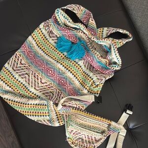 Multicolor Geometric Tote with Fanny Pack